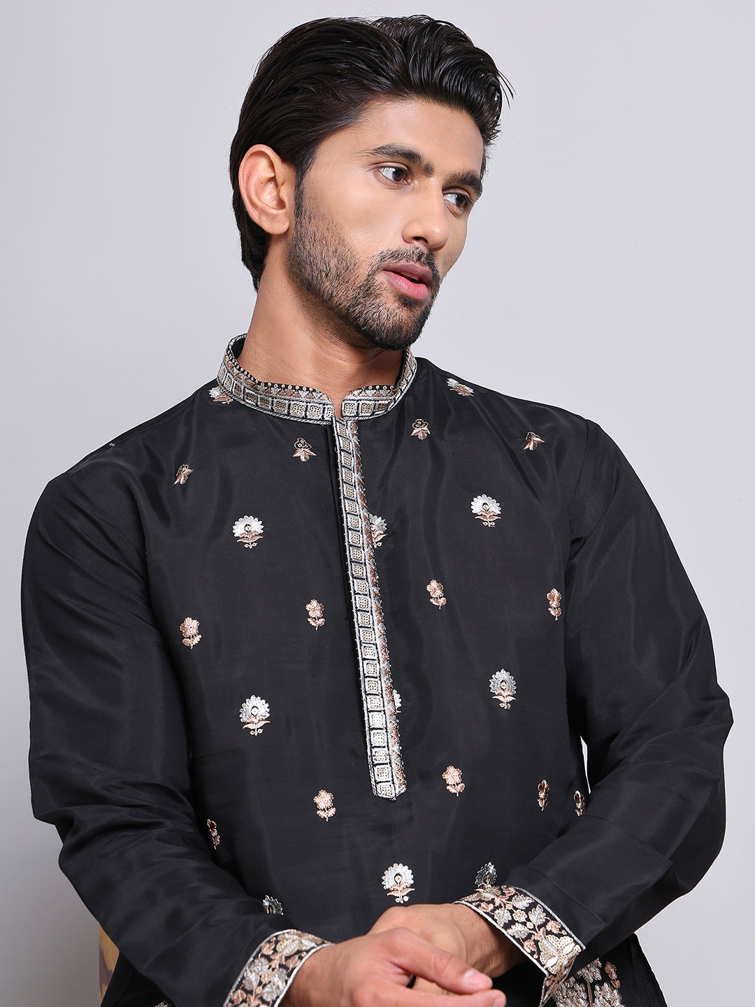 Floral Embroidered And Sequins Kurta Set