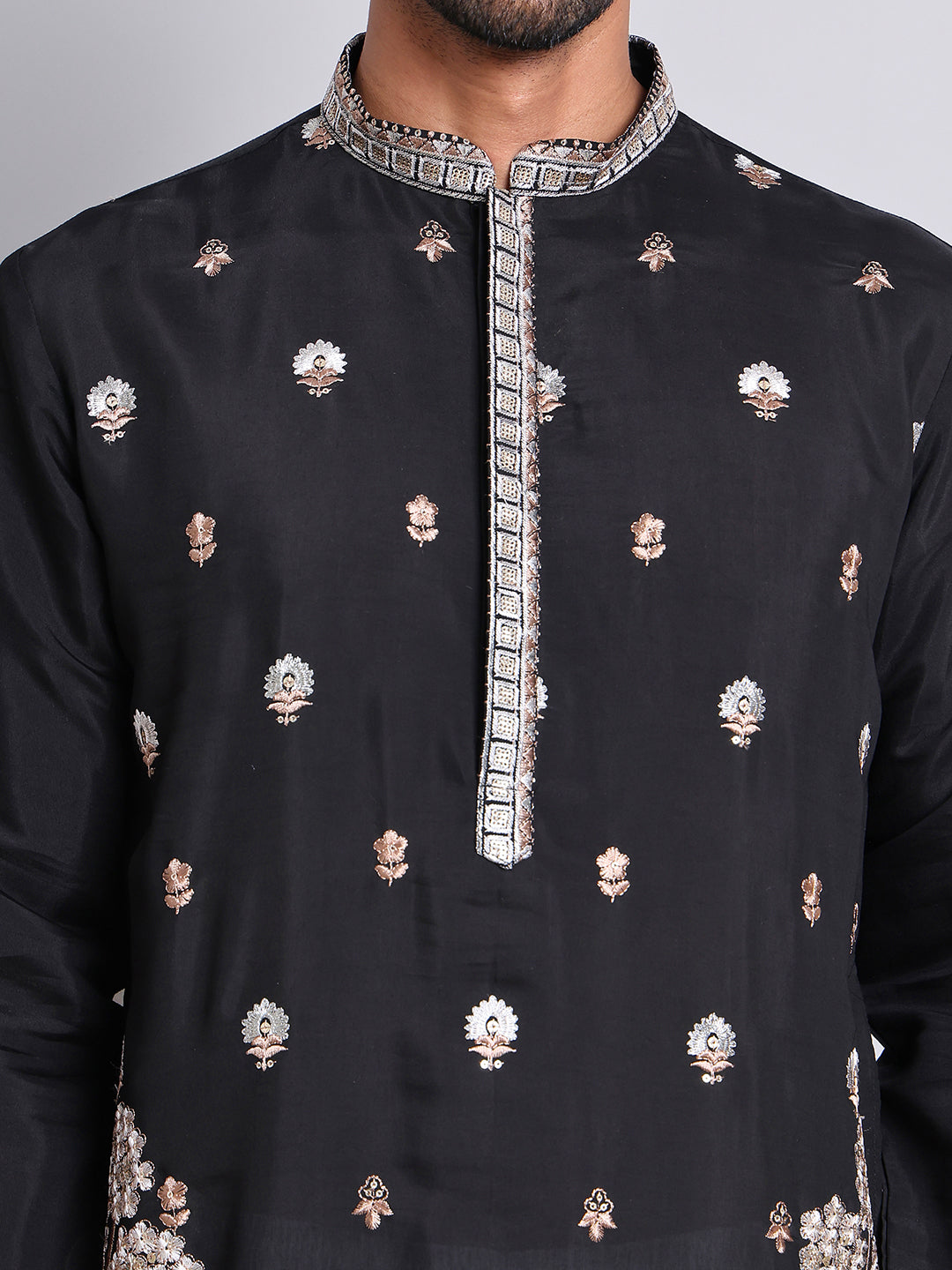 Floral Embroidered And Sequins Kurta Set