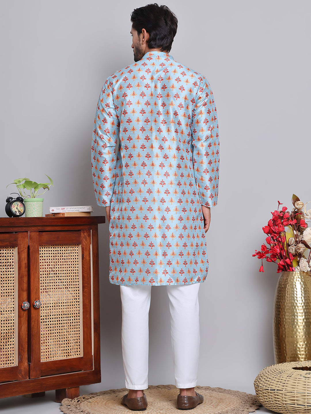 جومرز - طقم قميص رجالي مستقيم مطبوع رقميًا (JOKP 5148Blue)