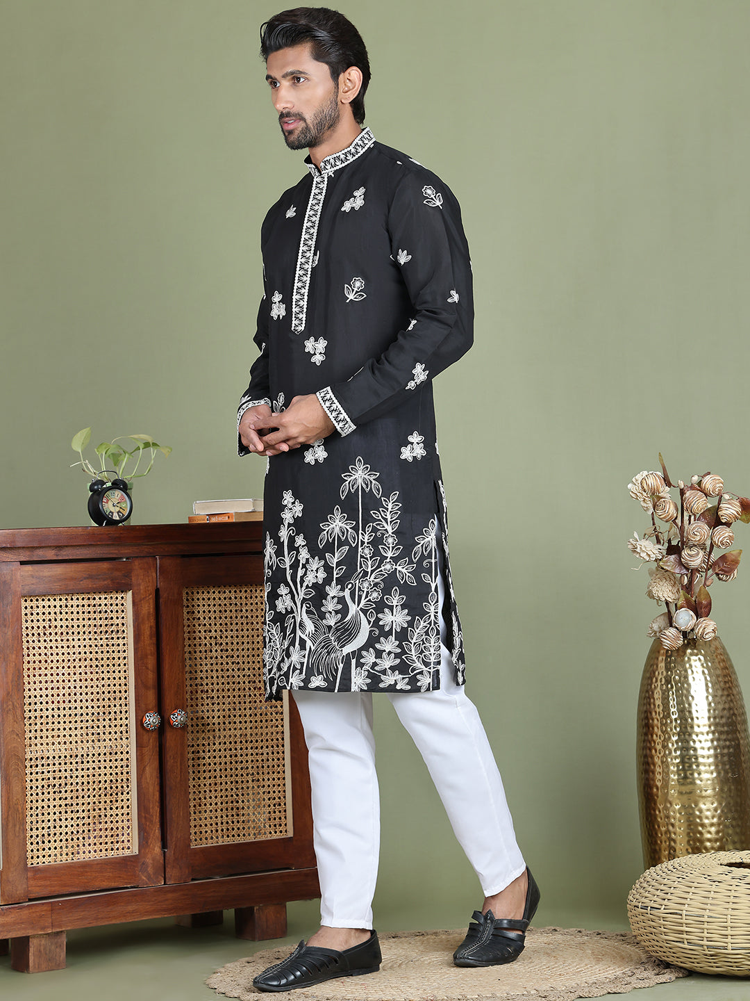 Floral Embroidered And Sequins Kurta Set