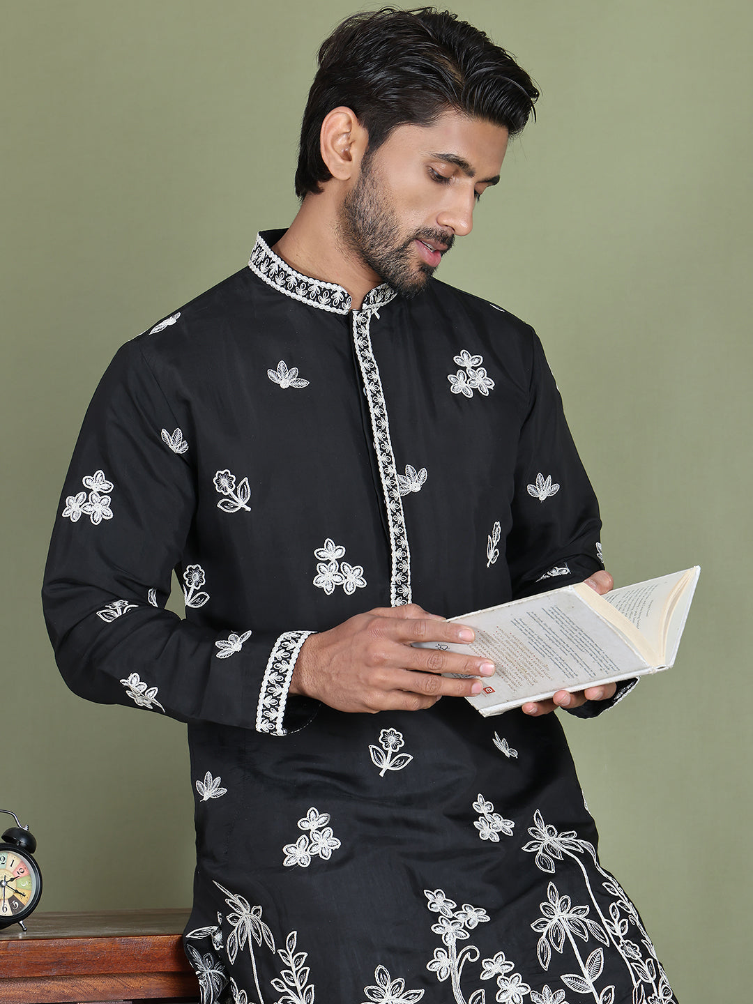 Floral Embroidered And Sequins Kurta Set
