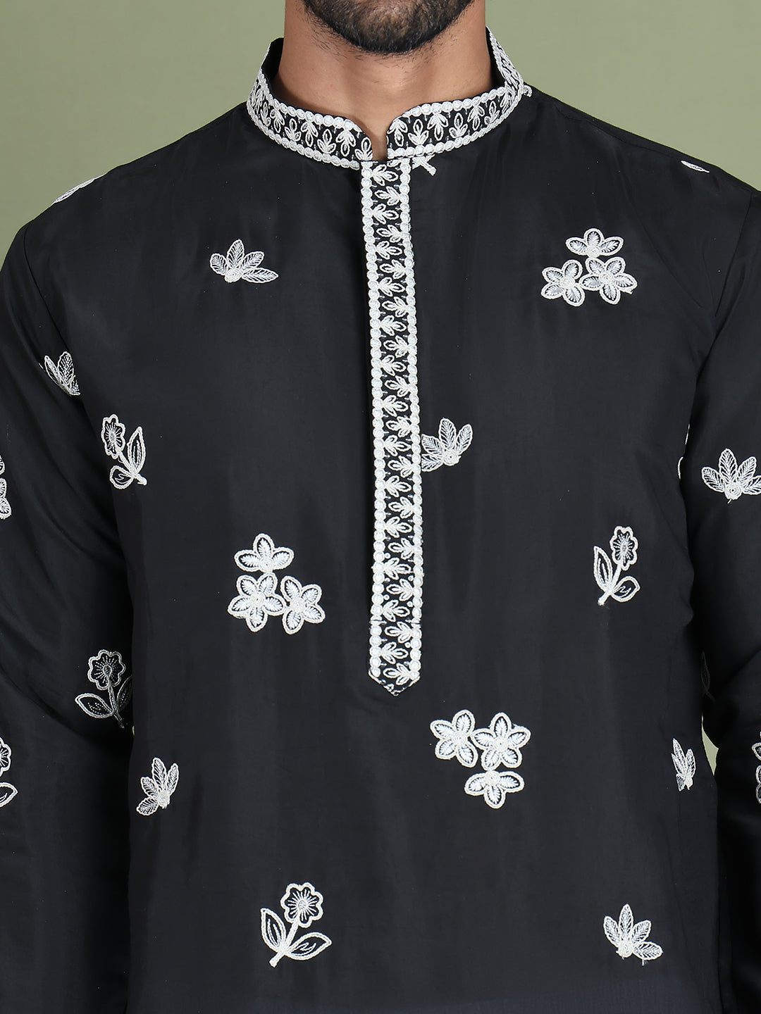 Floral Embroidered And Sequins Kurta Set