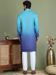 Sequins and Ombre Design Kurta Pyjama Set For Men ( JOKP 5154Blue )