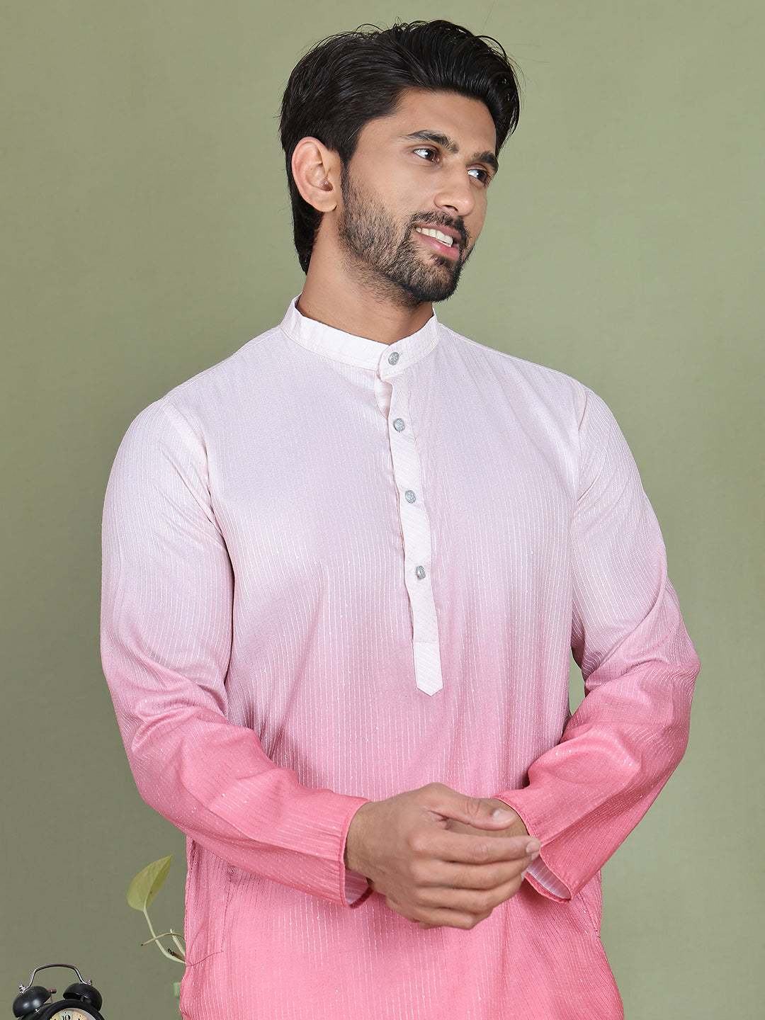 Sequins And Ombre Design Kurta Pyjama Set For Men