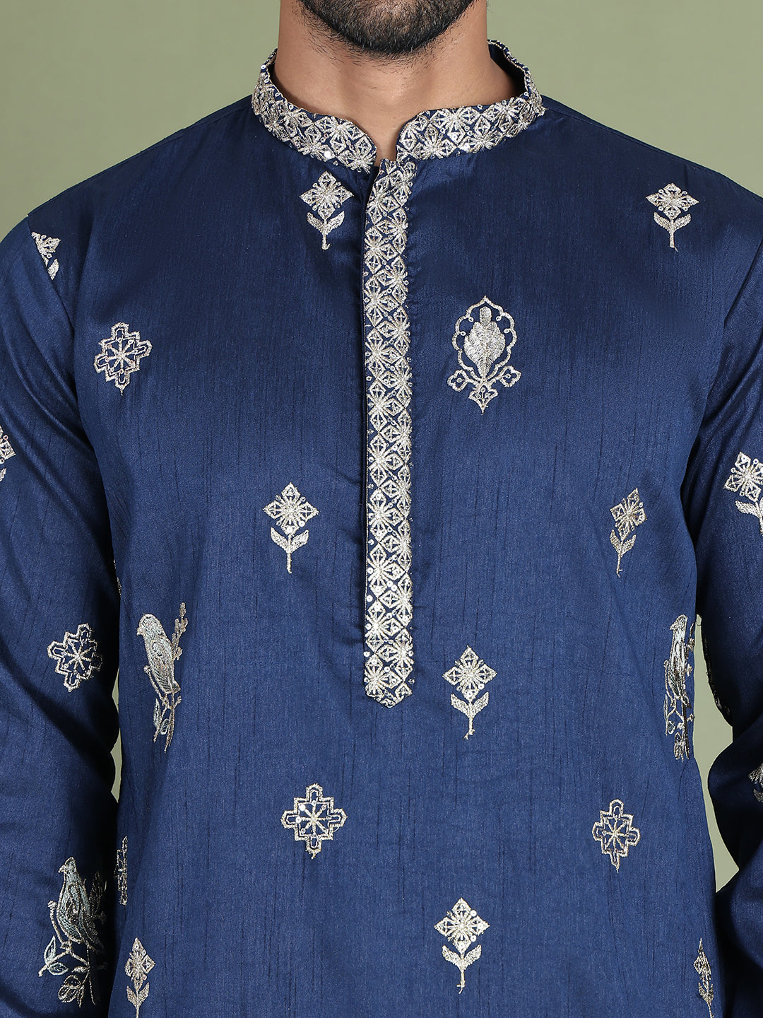 Floral Embroidered And Sequins Kurta Set