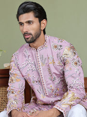 Floral Embroidered Straight Kurta Set ( JOKP 5156Purple )