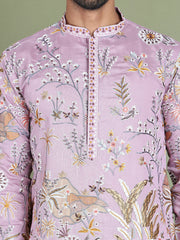 Floral Embroidered Straight Kurta Set ( JOKP 5156Purple )