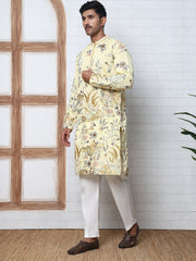 floral embroidered straight kurta set