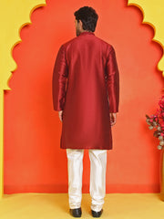 Solid Silk Kurta with Pyjamas ( JOKP P 5209 Maroon )