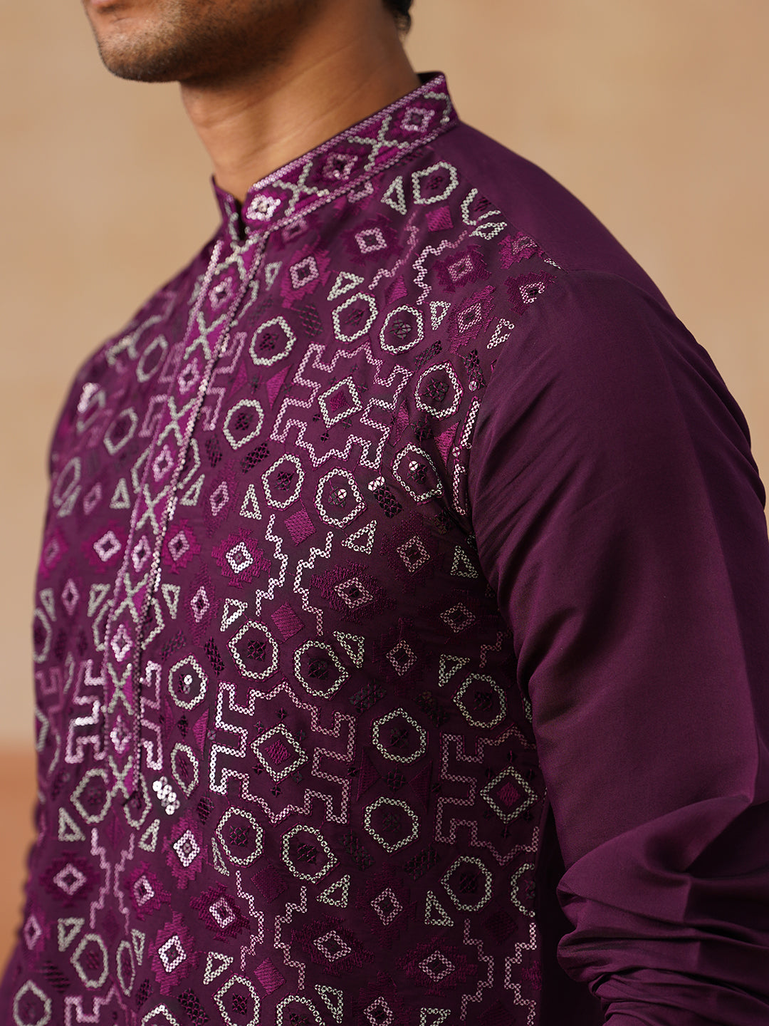 Ethnic Kurta Pyjama Set In Luxurious Silk Blend