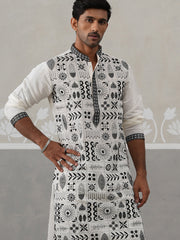 silk blend embroidered kurta pyjama set