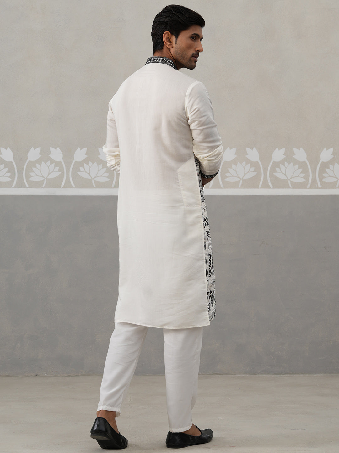 silk blend embroidered kurta pyjama set