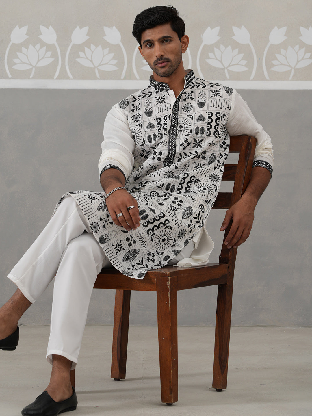 Silk Blend Embroidered Kurta Pyjama Set