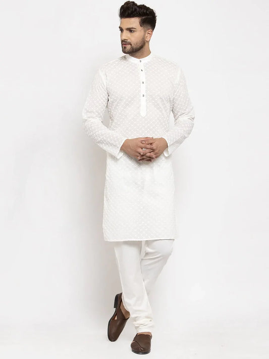 Men Cream Chikan Kurta Only ( KO 561 Cream )