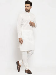 Men Cream Chikan Kurta with Churidar ( JOKP 561 Cream )