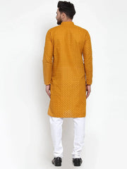 Men Mustard Chikan Kurta Only ( KO 561 Mustard )