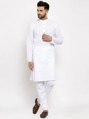 Men White Chikan Kurta Only ( KO 561 White )