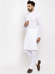 Men White Chikan Kurta Only ( KO 561 White )