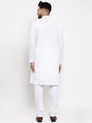 Men White Chikan Kurta Only ( KO 561 White )