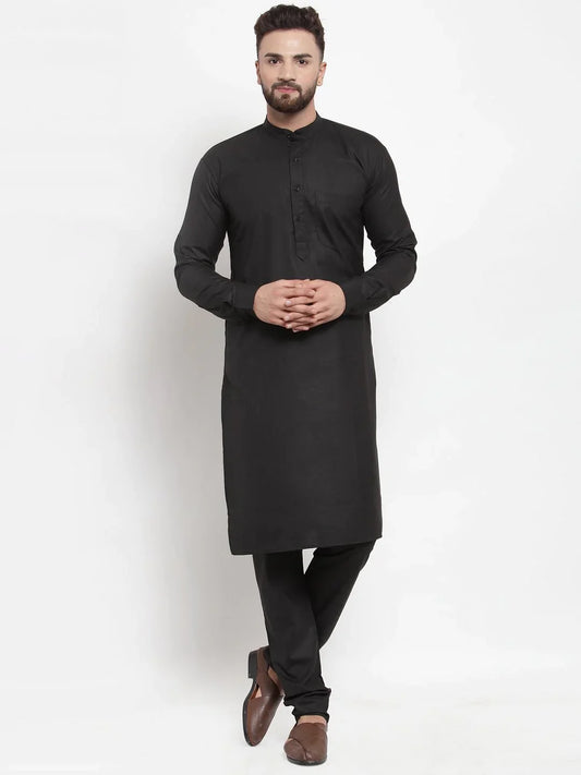Men Black Solid Kurta Only ( KO 592 Black )