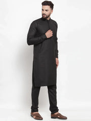 Men Black Solid Kurta Only ( KO 592 Black )