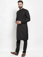 Men Black Solid Kurta Only ( KO 592 Black )