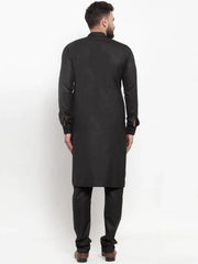 Men Black Solid Kurta Only ( KO 592 Black )