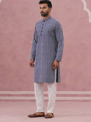 floral embroidered kurta with churidar