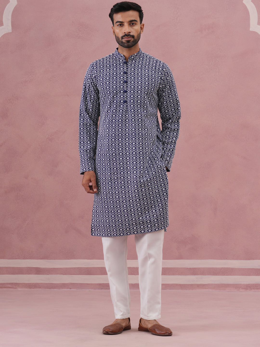Floral Embroidered Kurta With Churidar