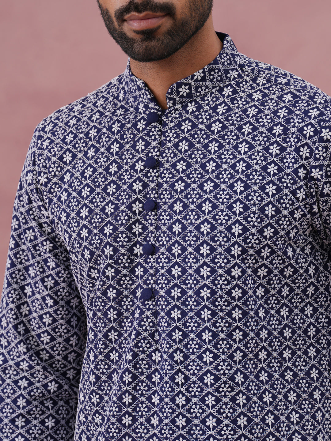 Floral Embroidered Kurta With Churidar