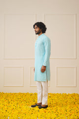 Men's Sky Embroidered Kurta Only ( KO 626Sky )