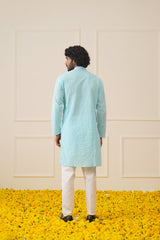 Men's Sky Embroidered Kurta Payjama Sets ( JOKP 626Sky )