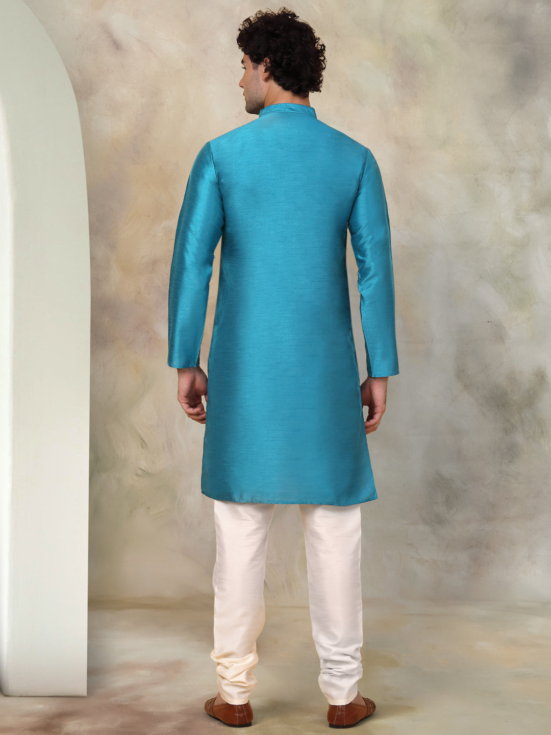 Solid Dupion Silk Kurta With Churidar
