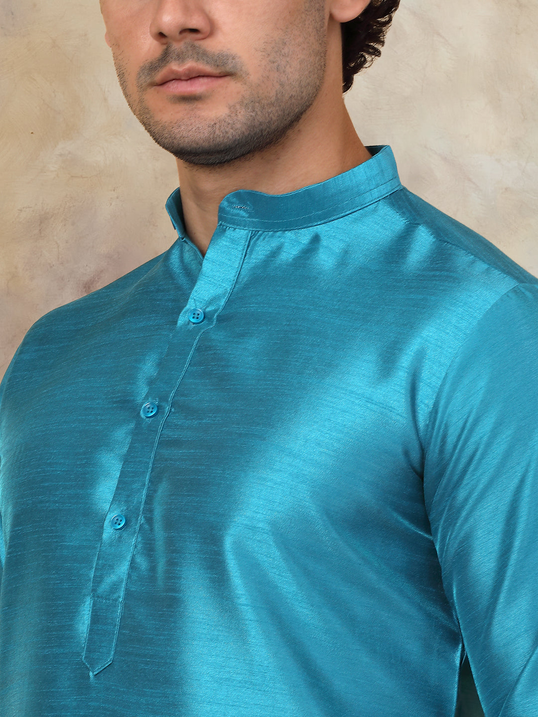 Solid Dupion Silk Kurta With Churidar