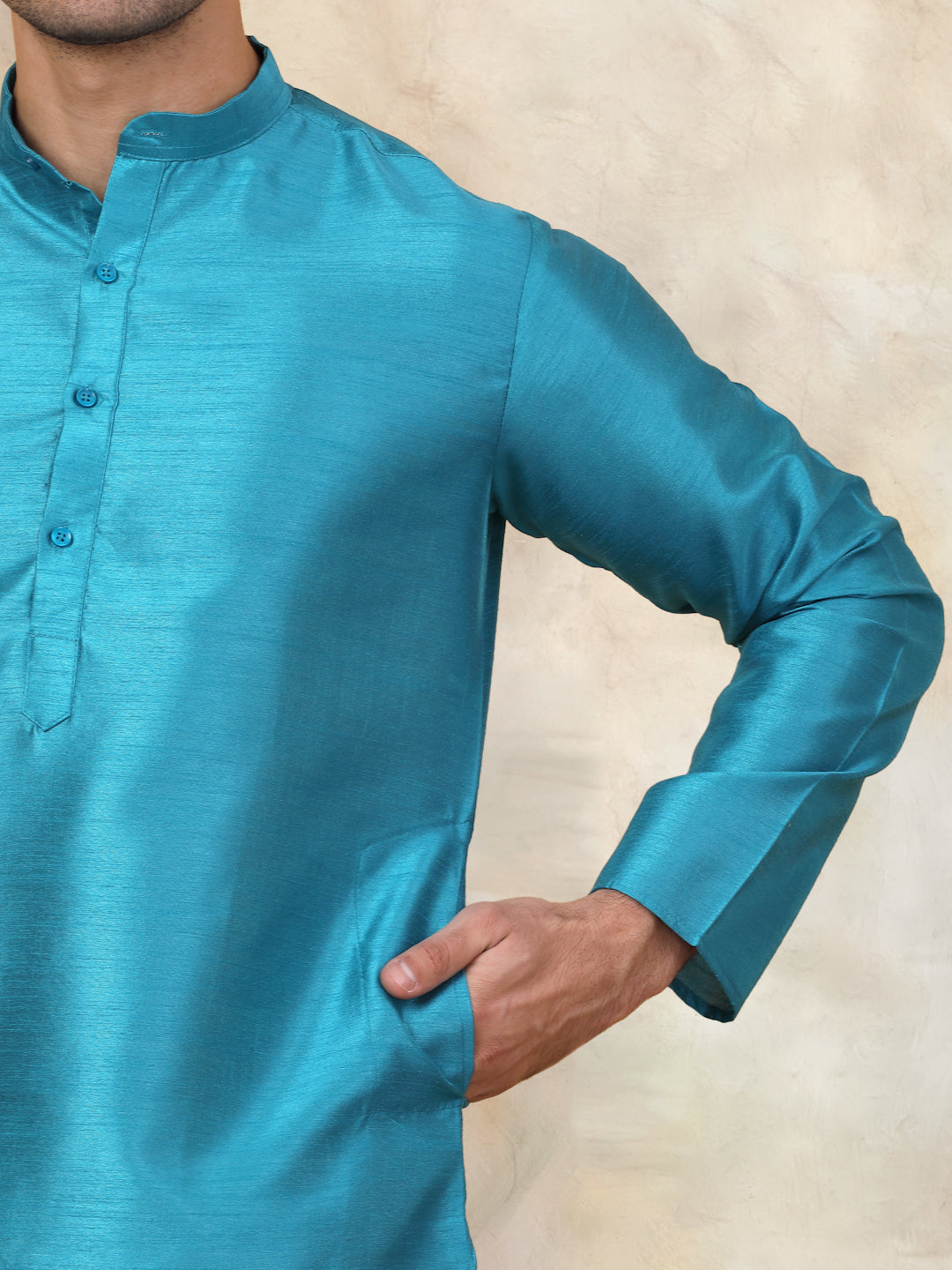 Solid Dupion Silk Kurta With Churidar