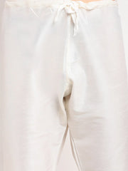 Men's White Solid Dupion Silk Kurta Payjama Set ( JOKP 636 White )