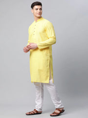 Men's Embroiderd Kurta Pajama ( JOKP 640 Lemon )