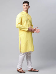 Men's Embroiderd Kurta Pajama ( JOKP 640 Lemon )