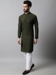 Men's Embroiderd Kurta Pajama ( JOKP 640Olive )