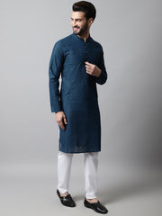 Men's Embroiderd Kurta Pajama ( JOKP 640Teal )
