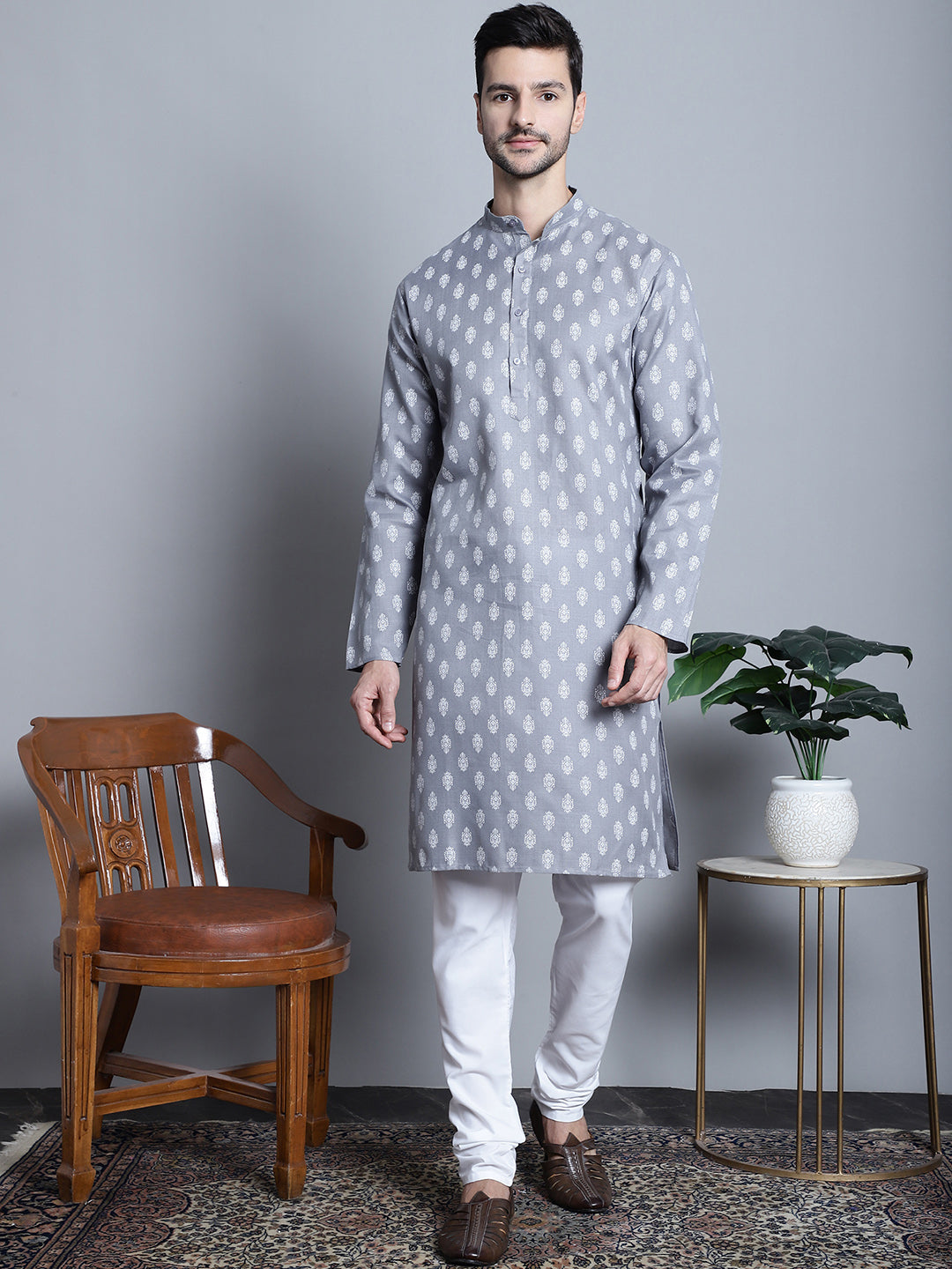 Jompers - Men's Cotton Floral printed kurta Pyjama