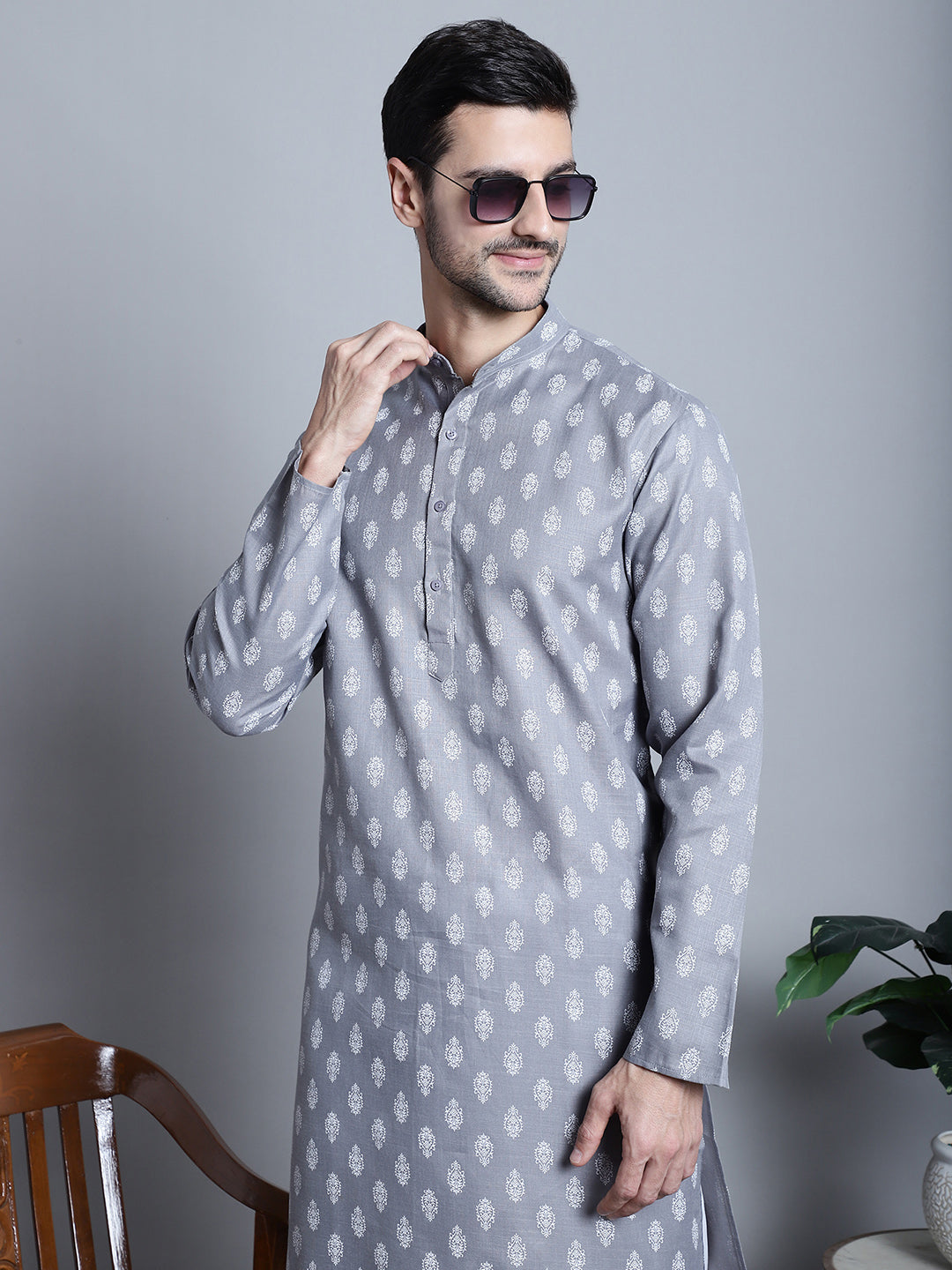 Jompers - Men's Cotton Floral printed kurta Pyjama