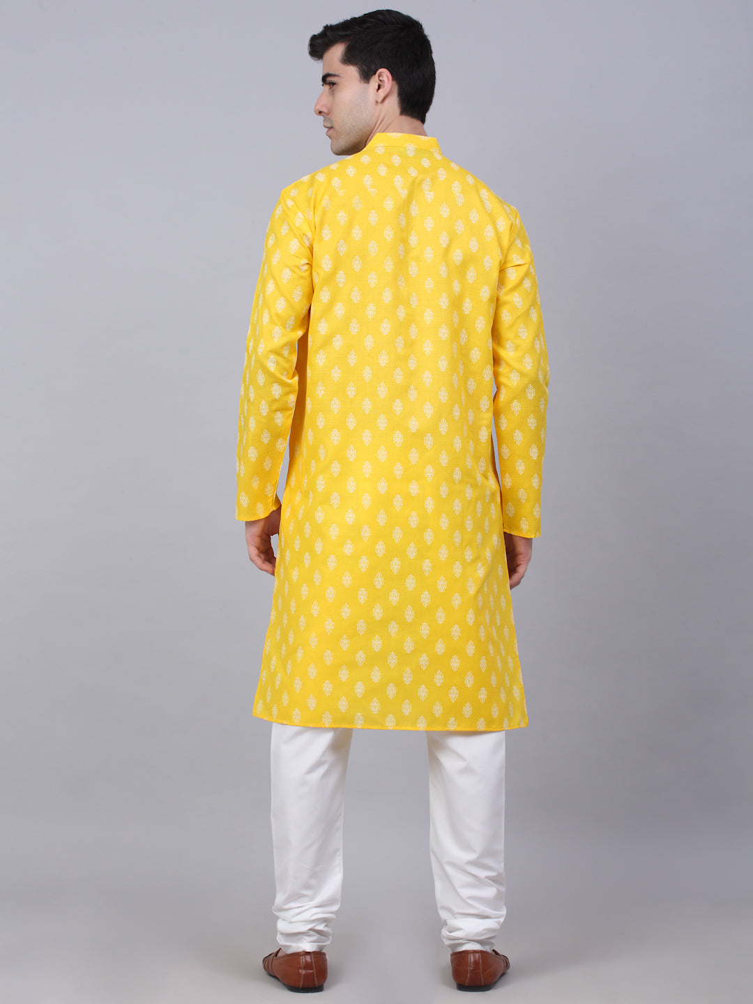 Mens Cotton Floral Printed Kurta Pyjama Set