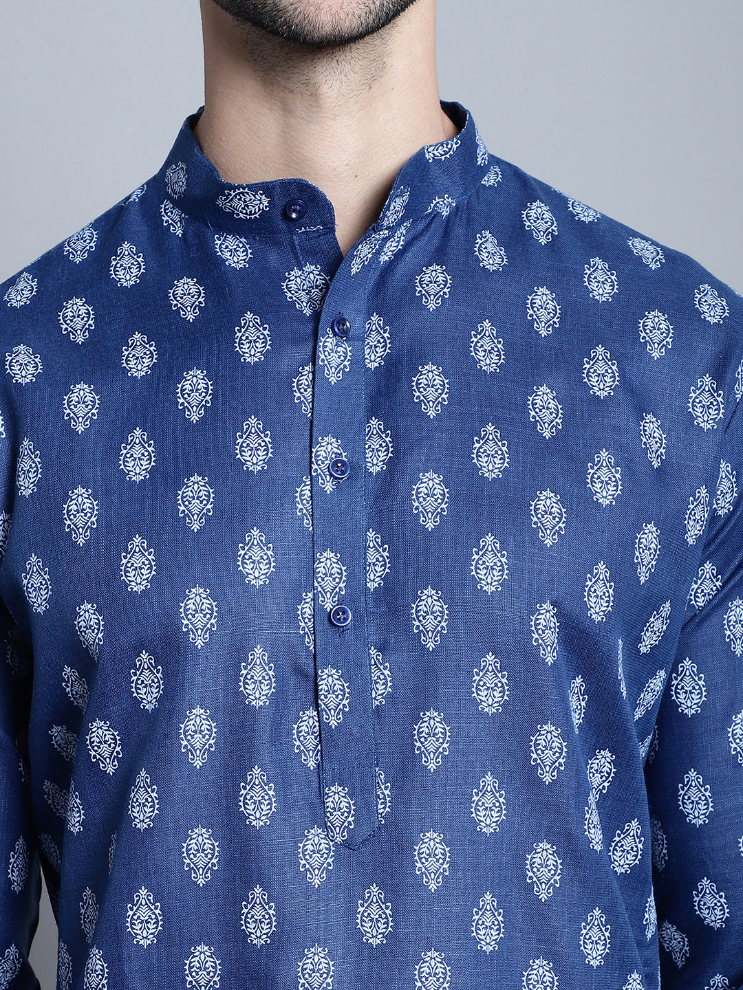Mens Cotton Floral Printed Kurta Pyjama