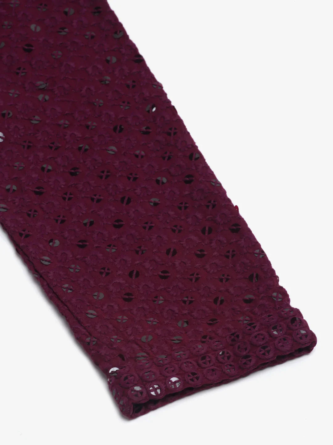 Men Purple Chikankari Embroidered And Sequence Kurta With Churidar