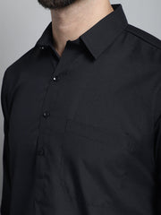 Men's Black Cotton Solid Pathani Kurta with Salwar
