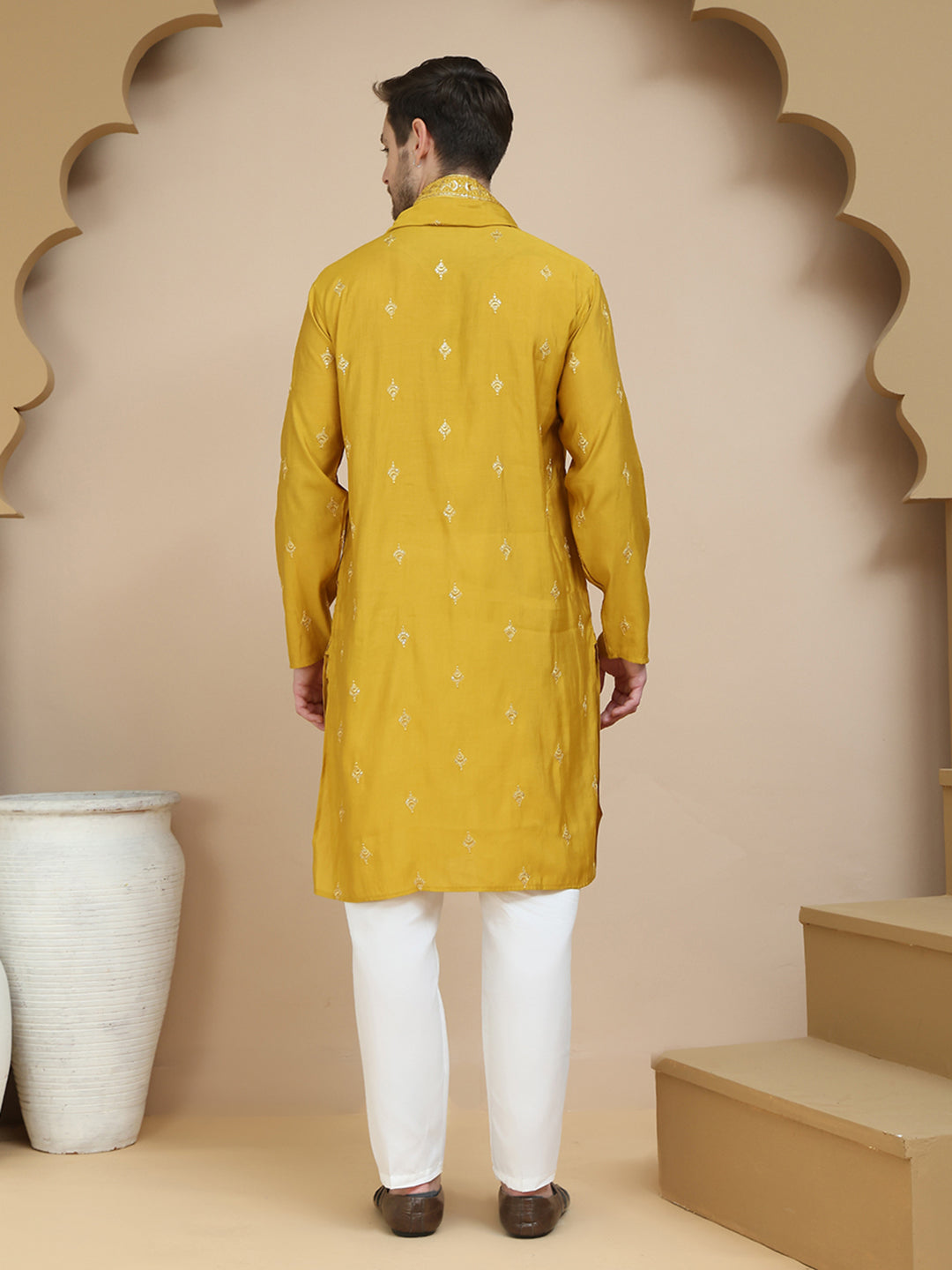 Embroidered Sequin Kurta With Dupattad