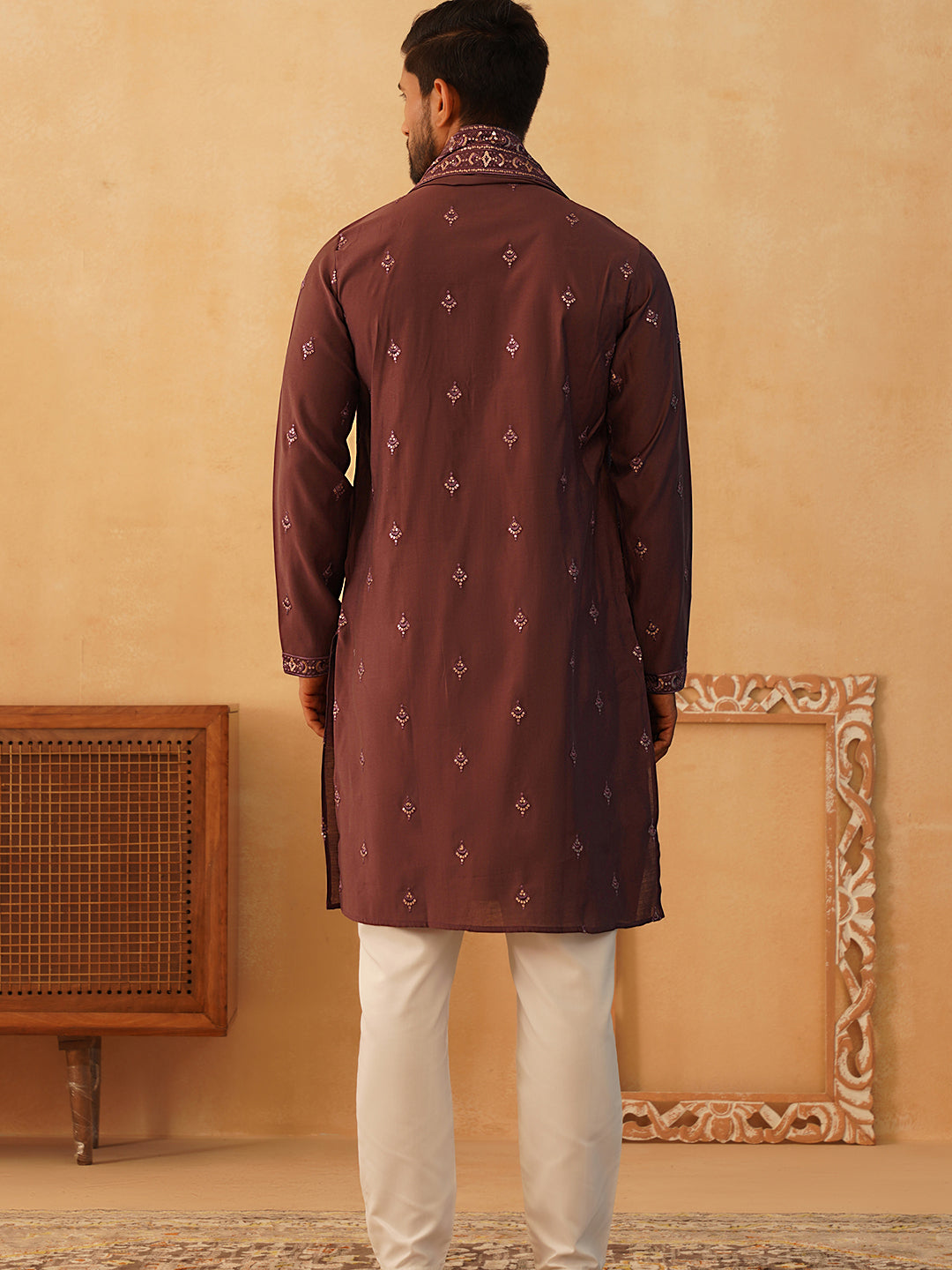Embroidered Sequin Kurta Pyjama With Dupatta