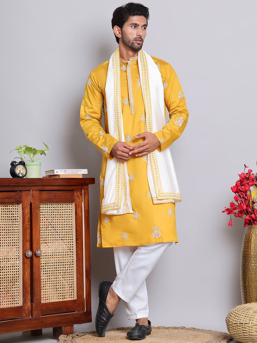 embroidered sequin kurta with dupatta kod