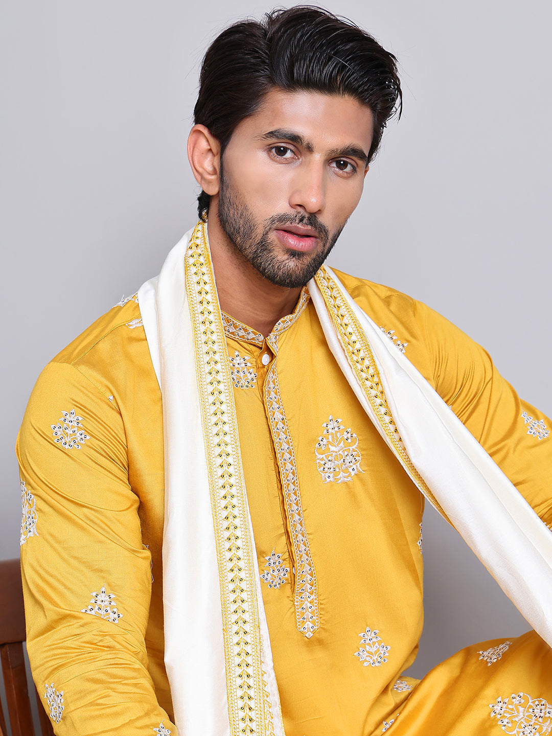 Embroidered Sequin Kurta With Dupattad